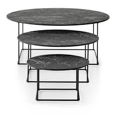 Clear oriental inspiration for the collection of tables with varnished tray matching the shade of the structure designed for casual multipurpose environments. Fat Fat Outdoor Stoneware Tables By B B Italia