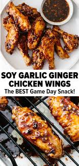 Soy Garlic Ginger Chicken Wings Chicken Wing Recipes Best Chicken Wing Recipe Baked Chicken Wings Oven
