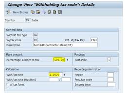 Step By Step Document For Withholding Tax Configuration Sap Blogs