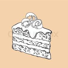 Different types of tasty cakes. Black And White Hand Drawn Piece Of Stock Vector Colourbox