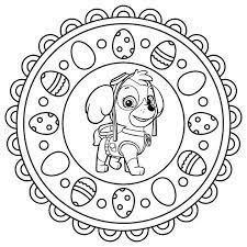 These spring coloring pages are sure to get the kids in the mood for warmer weather. Easter Mandala With Paw Patrol Coloring Page Free Printable Coloring Pages For Kids