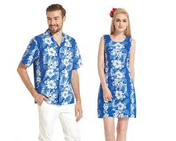 White Floral Panel Couple Wai Set Hawaiian Shirt Dress Hawaii Dress Matching Couple Outfits