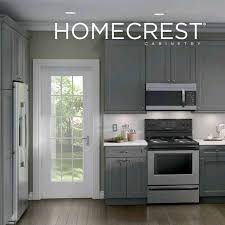 The soft gray color allows the modern space to have a sense of relaxation, without the cabinets being overwhelming. Homecrest Cabinets At Kitchen Sales