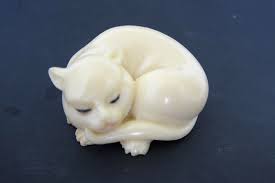 A wood netsuke of a lunar hare, signed hoichi ( yoshikazu ), edo period (19th century). Japanese Netsuke White Cat Sleeps Do Not Disturb Netsuke White Cat Cats