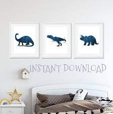 Blue Dinosaur Nursery Decor Navy Blue Boys Bedroom Kids Room Etsy Blue Boys Bedroom Kids Room Wall Art Kids Room Wall