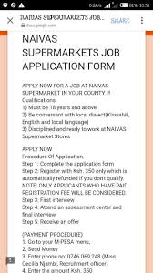 Application letter for a job in a supermarket. Naivas Supermarket On Twitter Be Advised Do Not Be Deceived By Fake Calls Links Advertisements In Regards To Job Opportunities We Conduct Recruitment Processes At Our Head Office Only Rt Https T Co Mlvjyrdeqk