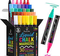 Positive Art Liquid Chalk Markers - 30 Colors, 6mm Reversible Tips -  Washable Colored Chalk Pens for Art & Decor - Window Markers for Glass &  Metal, ...