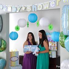 Use a white table cloth (disposable or inexpensive cloth) and put permanent. Baby Shower Decorating Ideas Party City