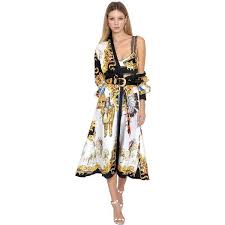Versace Women Native American Silk Twill Shirt Dress 3 460 Liked On Polyvore Featuring Dre Long White Shirt Dress White Collar Dress Dress For Short Women