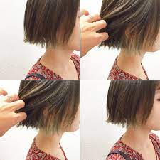 耳かけ シンプルヘアが垢抜ける ナチュラルな インナーカラー でニュアンスup キナリノ インナーカラー ボブ ショートヘア スタイリング ボブ