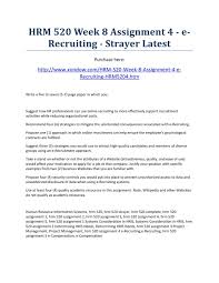 Hrm 520 Week 8 Assignment 4 E Recruiting Strayer Latest Assignments Recruitment Week