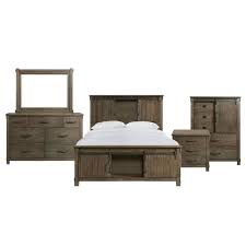 Description the langtry 6pc bedroom set cal king platform bed, dresser, mirror, 2 nightstand, chest in black vinyl. Picket House Furnishings Jack King Platform Storage 5pc Bedroom Set In Walnut Sc370kb5pc