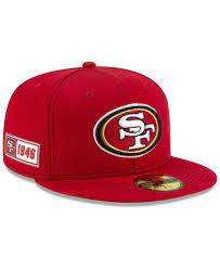 New Era San Francisco 49ers On Field Sideline Road 59fifty Fitted Cap Red Fitted Hats New Era Hats For Men