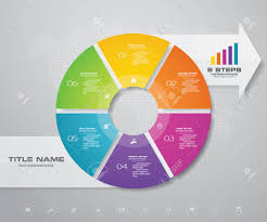 6 Steps Pie Chart Circle Chart With Arrow Infographics Design