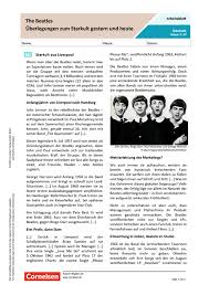 The Beatles Uberlegungen Zum Starkult Gestern Und Heute Arbeitsblatt Mit Losungen Cornelsen