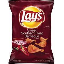 Lay S Potato Chips Sweet Southern Heat Barbecue Flavor 7 75 Oz Bag Walmart Com In 2021 Lays Potato Chips Lays Chips Lays Chips Flavors