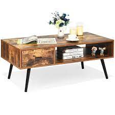 Owen retro coffee table, sonoma oak. Gymax Retro Coffee Table Mid Century Modern Living Room Furniture W Open Storage Shelf Walmart Com Walmart Com