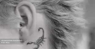 They come in all shapes, sizes and colors. Single Needle Scorpion Tattoo Behind Britanelle S Ear
