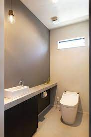 トイレ 1fトイレはldkの雰囲気と合わせて造作手洗いもシックに トイレのアイデア シンプル トイレ トイレのデザイン