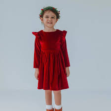 Valentines Day Dresses For Girls In 2020 Girls Red Velvet Dress Flutter Sleeve Dress Valentines Day Dresses