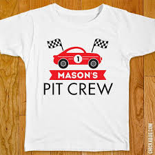 Birthday Party Cars T Shirt Design For Family Race Car Birthday Pit Crew Iron On Etsy Race Car Birthday Cars Theme Birthday Party Race Car Birthday Party