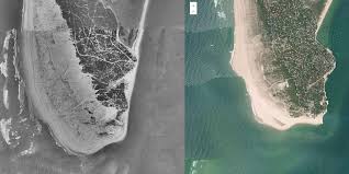 Le bassin d'arcachon forme une saillie profonde dans la longue plage d'aquitaine. Avant Apres Bassin D Arcachon Decouvrez L Evolution De L Erosion Au Cap Ferret