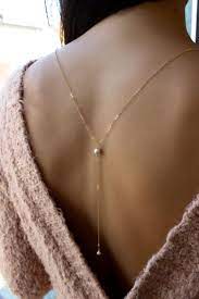 Back Necklace Dainty Pearl Bridal Jewelry