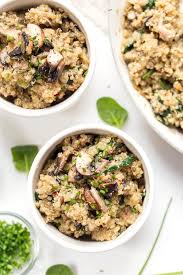 Creamy Spinach Mushroom Quinoa Risotto Simply Quinoa Recipe Mushroom Quinoa Spinach Stuffed Mushrooms Stuffed Mushrooms
