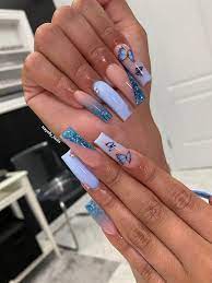 Pin By Kaylen Fletcher On Grabberz Blue Acrylic Nails Ombre Acrylic Nails Bling Acrylic Nails