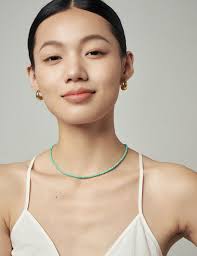 Green Turquoise Faceted Necklace December Birthstone