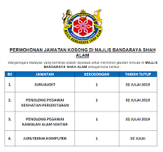 Maybe you would like to learn more about one of these? Pelbagai Jawatan Kosong Di Majlis Bandaraya Shah Alam