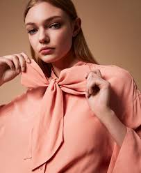 Camicia in crêpe de Chine Donna, Rosa