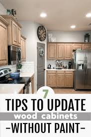 How To Update Wood Cabinets No Painting In 2020 Cheap Kitchen Makeover Kitchen Cabinets On A Budget Budget Kitchen Makeover