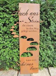 Edelrost Gedichttafel Steiniger Weg Spruche Garten Gartenspruche Edelrost