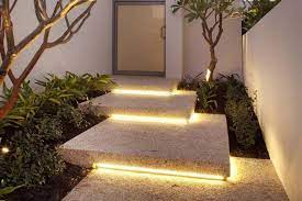 Framing The Outside Of A Surface With Led S Can Look Great Hopefully Itll Prevent Anyone Stubbing Their Toe Exterior Stairs Exterior Lighting Stair Lighting