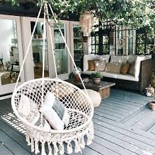 Beautiful pair of patio chairs made out of wicker or bamboo reeds and upholstered in white canvas fabric. Augienb Hammock Chair Macrame Swing Handmade Knitted Hanging Cotton Rope Chair For Indoor Outdoor Home Patio Deck Yard Garden Reading Leisure White Walmart Com Walmart Com