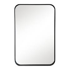 Better Bevel 20 In X 30 In Single Metal Framed Rounded Rectangle Mirror In Satin Black 2 Bathroom Vanity Mirror Contemporary Bathroom Vanity Rectangle Mirror