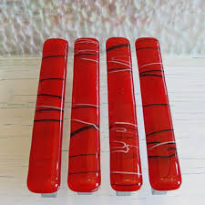 Asian Style Red Black And White Glass Drawer Pulls Fused Etsy Glass Drawer Pulls Kitchen Door Handles Drawer Pulls