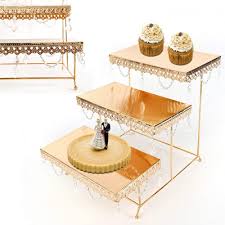 The elegant and classic tier pastry stand is perfect for any traditional celebration and makes for a great family. Gdae10 3 Tier Rectangular Serving Platter With Crystals Decor Metal Cake Holder Wedding Dessert Stand Cupcake Plates Cake Stand Perfect For Desserts And Appetizers Buy Online In Tanzania At Tanzania Desertcart Com Productid