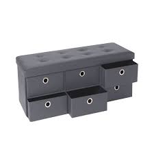 Ouverture sécurisée des tiroirs il faut faire basculer la poignée pour ouvrir les tiroirs, pas de risque d'ouverture des tiroirs en cours de déplacement. Idmarket Banc Coffre Rangement Gris 6 Tiroirs 100x38x38 Cm Pvc Banc De Lit Rue Du Commerce