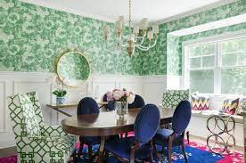Wood floors, cabinets and painted brick. 40 Green Dining Room Ideas Photos Home Stratosphere