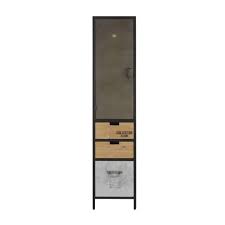 Sans prendre beaucoup de place, les meubles colonne salle de bain peuvent être installées en hauteur jusqu'au plafond et utiliser. Meuble Colonne De Salle De Bains 1 Porte 2 Tiroirs En Metal Noir Et Gris Anthracite Et Sapin Harvey Maisons Du Monde