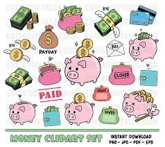 Saving Money Tracker Clipart Financial Clip Art Piggy Bank Etsy Clip Art Money Stickers Planner Stickers