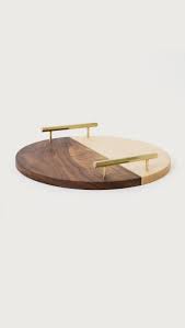 Chris Earl Circle Service Tray In Wood Brass Wood Accessories Serving Tray Wood Wood Tray
