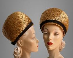 Vintage 1960s MICHELLE Straw Raffia Bubble Hat 60s Straw Hat