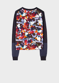 Blue floral pattern paul smith womens top. Women S Navy Wool Blend Cardigan With Marble Floral Back Paul Smith Europe