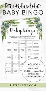 Greenery Baby Shower Game Baby Bingo In 2022 Spring Baby Shower Green Baby Shower Baby Bingo