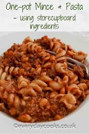 One Pot Mince And Pasta Store Cupboard Meal For A Weekday Dinner Everyday Cooks Recipe Pasta And Mince Recipes Minced Beef Recipes Minced Beef Recipes Easy
