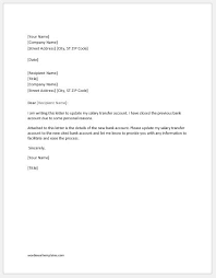 Sample bank account transfer letter with examples. Request Letters To Change Salary Transfer Account Word Excel Templates