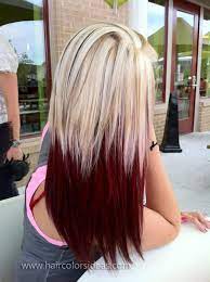 Crimson And Blonde Ombre Hair Color Hair Styles Long Hair Styles